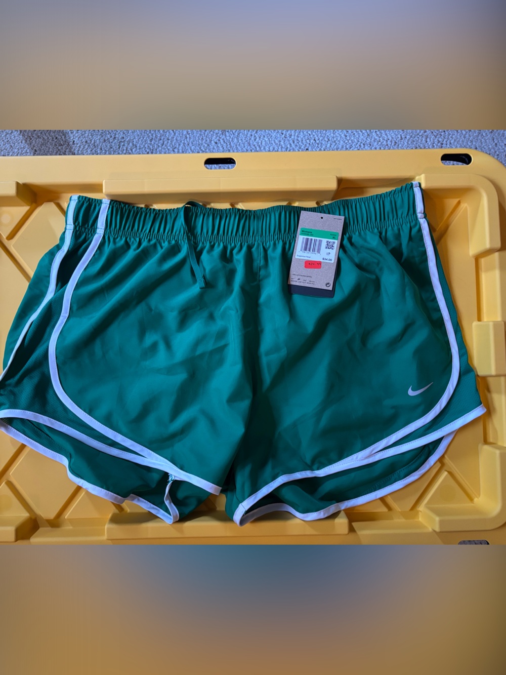 Nike Dri-Fit Women's Green Athletic Shorts with White Trim